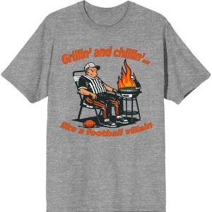 Grillin' and Chillin' Like A Football Villain Adult Crew Neck Short Sleeve Tee - 1 of 2