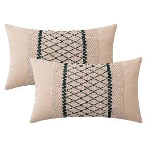 REGALWOVEN Geometry Weave Patchwork Throw Pillow Covers for Sofa Farmhouse Living Room Decor 2 Pcs - 1 of 4