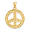 Black Bow Jewelry 14k Yellow Gold Peace Sign with Wheat Pattern Pendant, 28mm (1 1/8 in) - 3 of 4