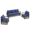 POCASSY Outdoor Sofa Couch Set with Club Lounge Chair, Patio Furniture Set with Wood Grain Square Armrest - 2 of 4