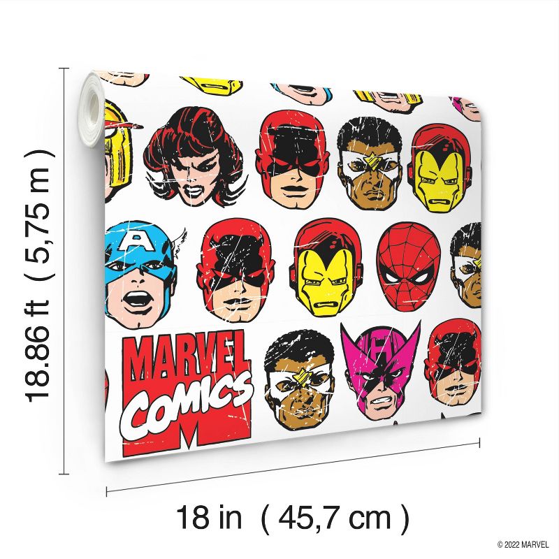 Marvel Comics Classic Faces Peel &#38; Stick Kids&#39; Wallpaper - RoomMates, 2 of 9