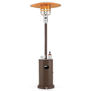 Costway 50,000 BTU Patio Heater with Wheels Round Table Design & Stainless Steel Burner Brown/Gray/Black - 1 of 4