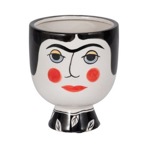 Sagebrook Home 7"Hx6" Diameter, Frida Face Flower Vase, Black/White Finish, Made with Ceramic, Unique Decorative Centerpieces, Home Decor Floral - 1 of 4