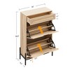 Shoe Storage Cabinet with 2 Flip Doors and Drawers, Natural Rattan Shoe Organizer with Metal Legs and Adjustable Shelf - 3 of 4