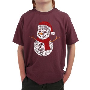 LA Pop Art Christmas Snowman - Boy's Word Art T-Shirt - 1 of 4