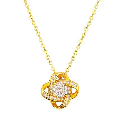 Women's Gold - Toned Copper Pendant Necklace with O - Link Chain