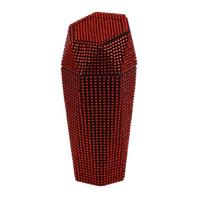 Unique Bargains Car Trash Can Rhinestones Portable Car Cup Holder Plastic Trash Bin Red 1 Pcs