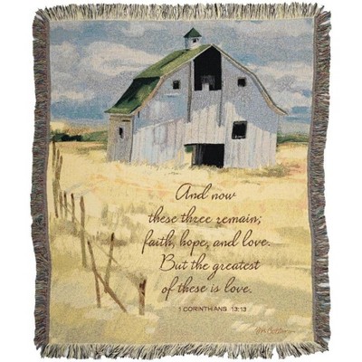 Manual Woodworks and Weavers Sheffield Farms Tapestry Throw Blanket with Verse, 50 × 60 Inches, Multicolor