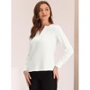 INSPIRE CHIC Women's Elegant Long Sleeve V Neck Work Office Blouse - 4 of 4