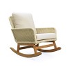 3-Piece Patio Set Table And Chairs,  Modern Patio Chairs With Seat And Back Cushions, PE Rattan Rocking Chairs And Wooden Table-Cuddlewood - 3 of 4