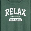 Women's - Instant Message - Relax I'm A Nurse Lightweight French Terry Wide Neck Long Sleeve Graphic Shirt - 2 of 4