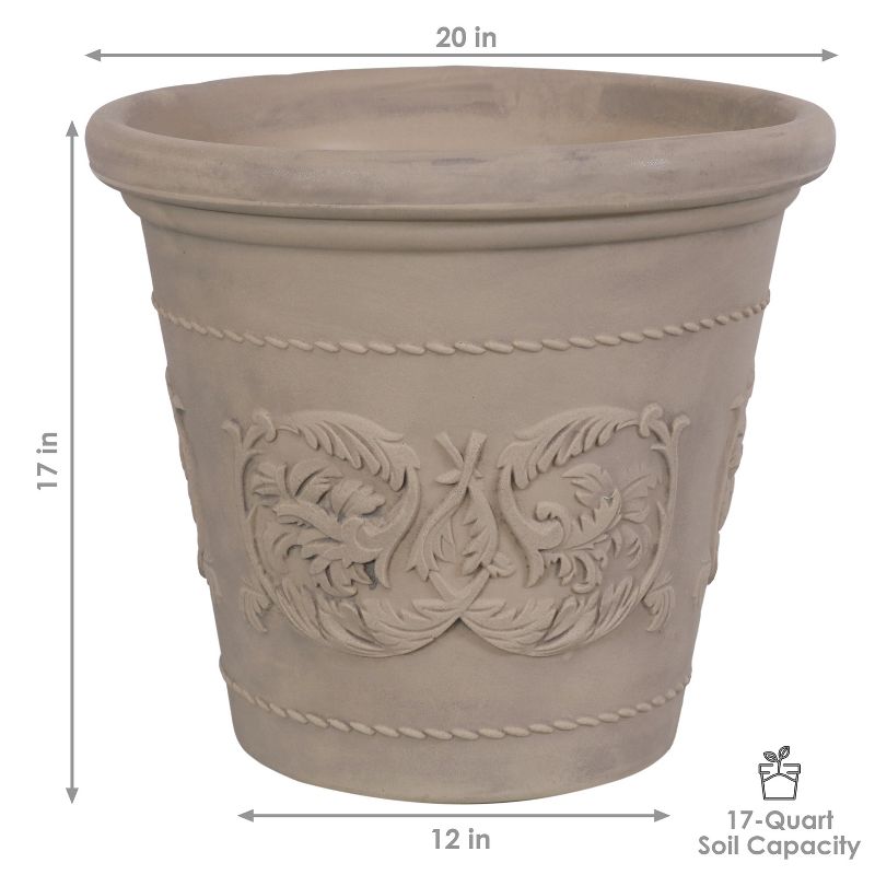 Sunnydaze Indoor/Outdoor Patio, Garden, or Porch Weather-Resistant Double-Walled Arabella Flower Pot Planter - 20", 3 of 8