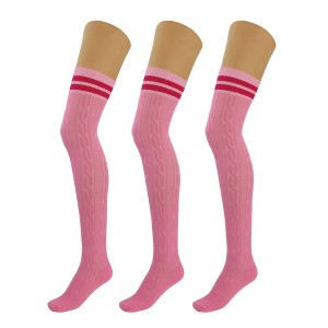 3 Pairs Over-the-Knee Thigh-High Socks for Women – Warm Boot Stockings, Soft & Stretchy Knit, US Size 5-10 - 1 of 4