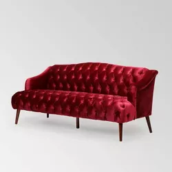 Adelia Modern Glam Tufted Velvet Sofa Burgundy - Christopher Knight Home