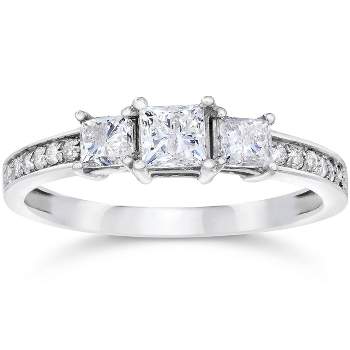 Pompeii3 1/2ct Three Stone Princess Cut Diamond Engagement Ring 14K White Gold