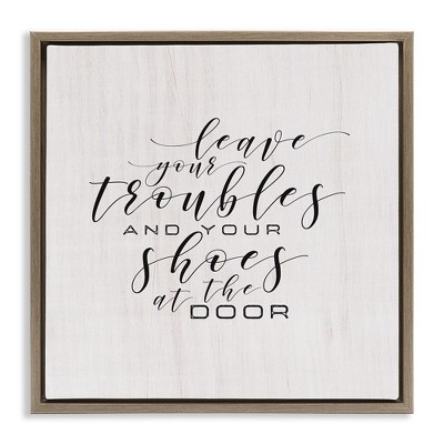 Stupell Industries Troubles & Shoes at Door, 18" x 18"