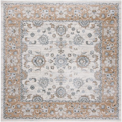 Isabella 6'7" Square Cream and Beige Synthetic Area Rug