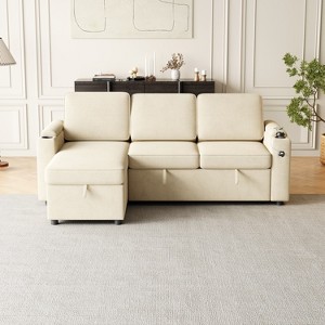 MAYEERTY 85.8 Inch Sleeper Sofa 2 in 1 Pull Out Sofa Bed with Storage Charging Port Sofa Sleeper - 1 of 4
