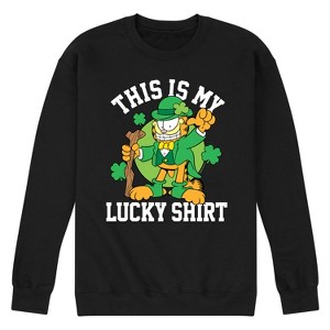 Men's - Garfield - This is My Lucky Shirt St. Patrick's Day Graphic Fleece Sweatshirt - 1 of 4