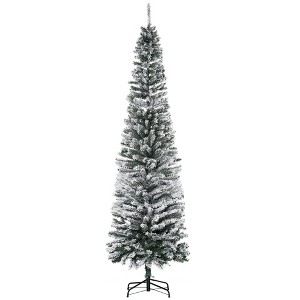 Aghana Digitals 6ft Unlit Slim Artificial Christmas Tree - Snow-Flocked with 492 Realistic - 1 of 4