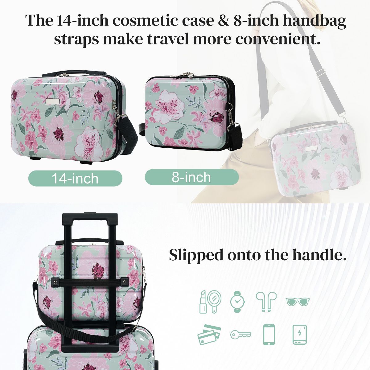 5pcs Hardside Luggage Set, Lightweight Durable PC Suitcases with Spinner Wheels & Lock, 8" 14" 20" 24" 28" for Travel - thumbnail 7