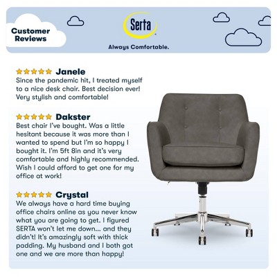 Ashland Gray Leather Swivel Home Office Chair with Memory Foam