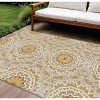 Gold Gray And Ivory Floral Medallion Washable Indoor Outdoor Area Rug - 2 of 4