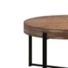 CAVINAS Coffee Tables for Living Room, Modern Retro Splicing Round Coffee Table, Fir Wood Table Top with Black Cross Legs Base - 4 of 4