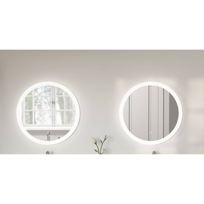 22&#34;x22&#34; Premium Lumen Single Round Frameless Wall Mirror with Dimmable LED and Anti Fog Glass - Tosca, 5 of 6