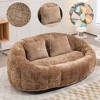 Kumasinova Chenille High Back Bean Bag Chair Couch for Adults and Kids,Lazy Loveseat Sofa with 2 Pillows for Living Room,Bedroom,Apartment,Brown - 3 of 4