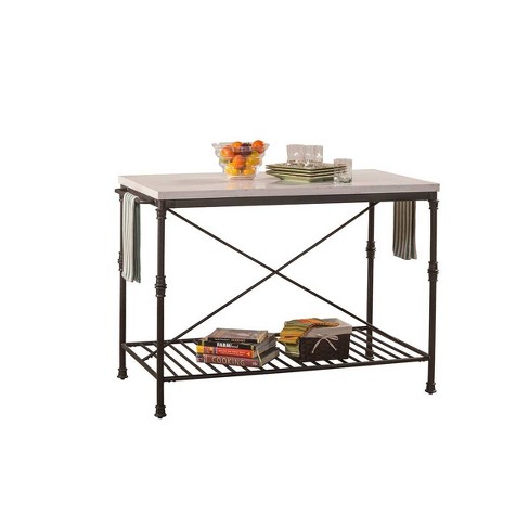 Castille Metal Kitchen Island Textured Black White Marble Hillsdale Furniture Target