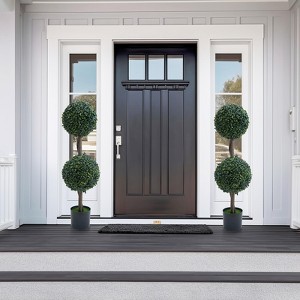 Artificial Topiary Ball Trees, Fake Greenery Milan Grass Ball Tree for Front Porch, Indoor Walkway, Entryway, Set of 2 - 1 of 4
