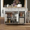 Resenkos Mobile Kitchen Island with Drop-Leaf, Charging Station & Wood Top, - 2 of 4