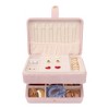 Unique Bargains 2 Layer Women Plush Velvet Jewelry Organizer Case with Removable Drawer - 3 of 4