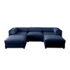 Elegant White Chenille  Sofa with Storage Seat and Ottoman, U-Shaped 3-Seater Cylindrical Backrest and Armrests - 4 of 4