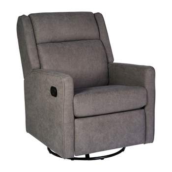 Emma and Oliver Manual Glider Rocker Recliner with 360 Degree Swivel Perfect for Living Room, Bedroom, or Nursery