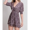 Women's Smocked Sleeve Tie Waist Flowy Romper - ALLIE ROSE M - 4 of 4