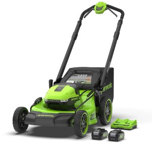 Greenworks Powerall 2x24V 21" Brushless Push Mower with (2) 4.0Ah Batteries and Charger - 1 of 3