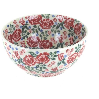 Blue Rose Polish Pottery Retro Rose Cereal/Soup Bowl