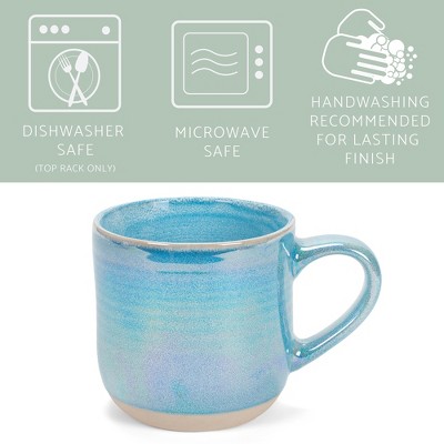 Blue Glossy Ceramic 12 oz Microwave Safe Mug Set