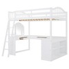TIRAMISUBEST Full Size Loft Bed with U-shaped Desk, 2 Drawers and Tri-fold Mirror, Wooden Loft Bedframe with Storage Shelves - 3 of 4