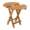 Teak Finish Foldable Outdoor Side Table, Adjustable Patio End Table for Balcony, or Garden, Portable and Compact Design -The Pop Home - 4 of 4