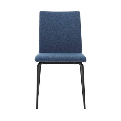 Elevated Blue Fabric & Sleek Metal Modern Dining Chairs - Set of 2