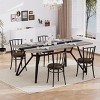 TiramisuBest 5psc Counter Height Dining Table Set with One Faux Marble Top Dining Table and Four Velvet-Upholstered Chairs,Black - 3 of 4
