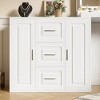 LIVAREEmlen 59" Makeup Vanity Desk with Mirror and Lights,3 Drawers and 2 Cabinets, Vanity Table with Storage Shelves for Bedroom, White - 3 of 4