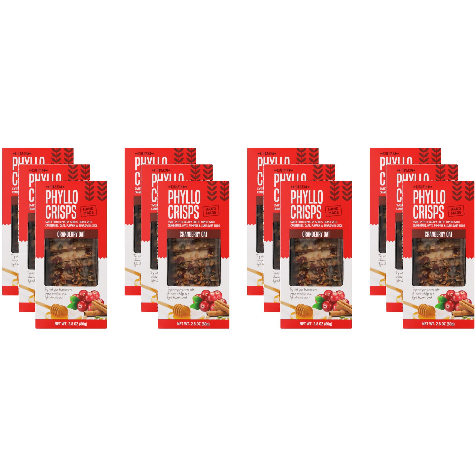 Nu Bake Phyllo Crisps Cranberry Oat - Case of 12 - 2.8 oz