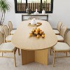 67" Farmhouse Large Oval Brown Dining Table for 4-6 People with V-Shaped Legs for Dining Room and Living Room - 2 of 4