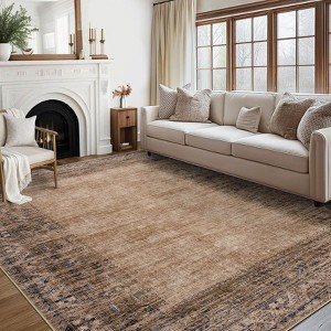 Border Area Rug Washable Rug for Living Room Soft Stain Resistant Rug Non Slip Floor Cover Non Shedding Bedroom Rug - 1 of 4