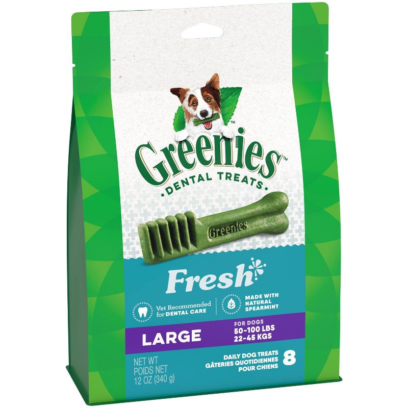 Greenies Large Adult Fresh Spearmint Flavor Dental Hard Chewy Dog Treats - 12oz/8ct, 3 of 10