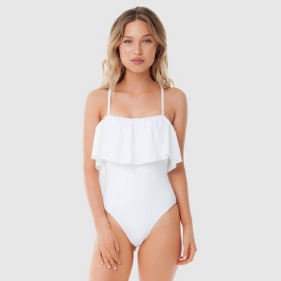 flounce bandeau one piece swimsuit